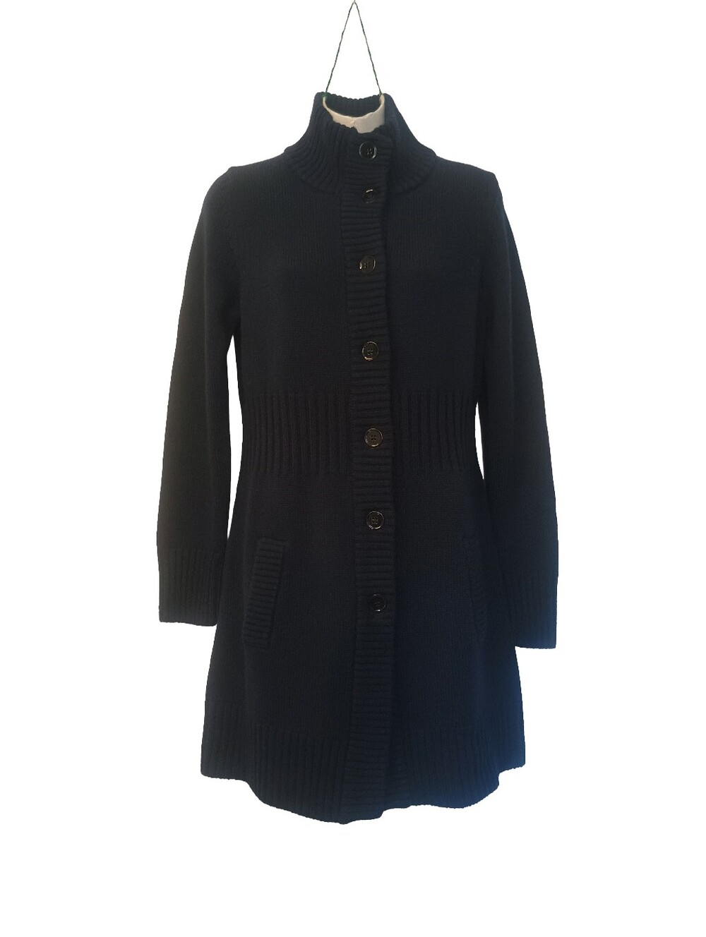 Banana Republic Navy button-up  sweater Dress 100% Merino  Extra Fine Size